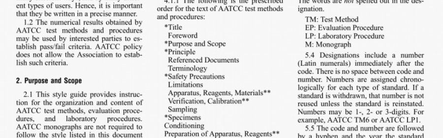 AATCC Style Guide for Writing Test Methods and Procedures