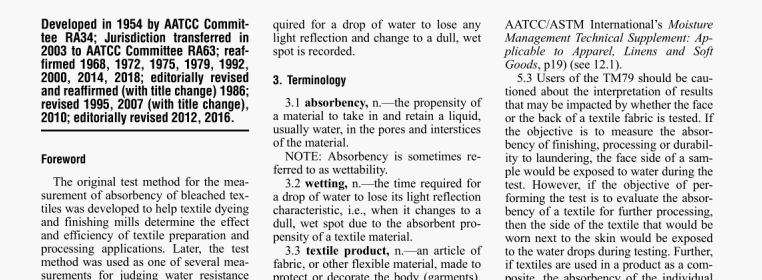 Absorbency of Textiles
