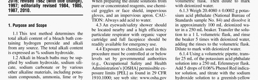 Alkali in Bleach Baths Containing Hydrogen Peroxide