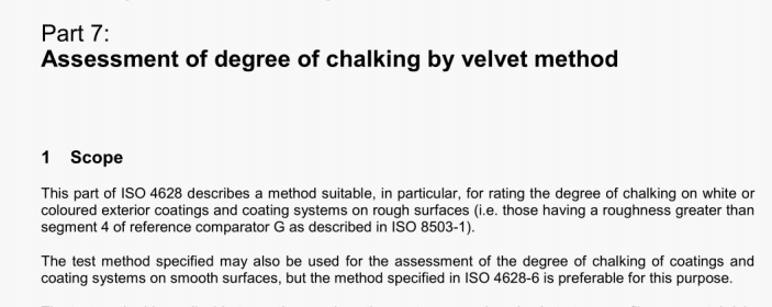 Assessment of degree of chalking by velvet method