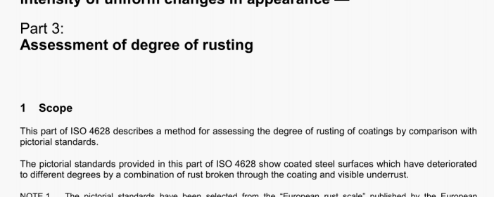 Assessment of degree of rusting