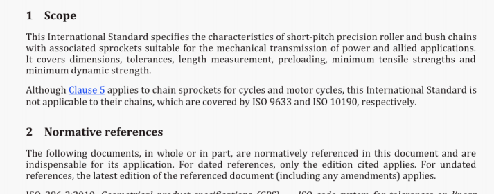 BS ISO 606:2015 Short-pitch transmission precision roller and bush chains, attachments and associated chain sprockets