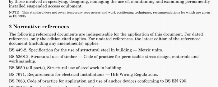 Code of practice for the planning, design, install ation and use of permanently installed access equipment