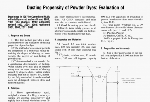 Dusting Propensity of Powder Dyes