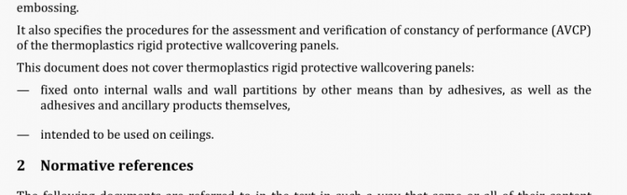 Thermoplastics rigid protective wallcovering panels for internal use in buildings
