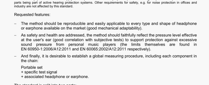 BS EN 50332-1:2013 Sound system equipment: Headphones and earphones associated with personal music players - Maximum sound pressure level measurement methodology Part 1: General method for " one package equipment "
