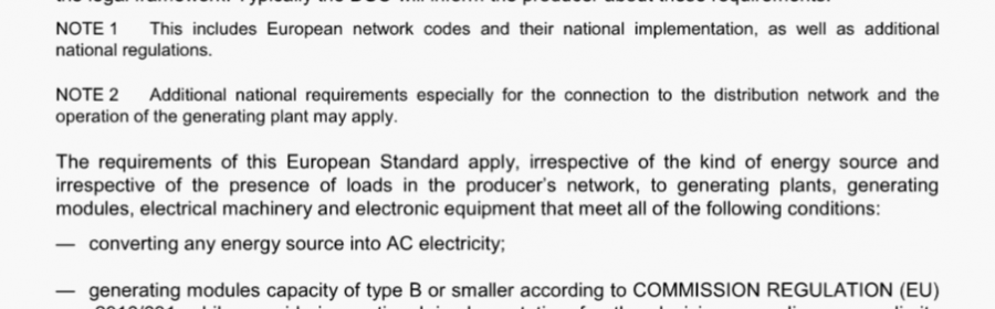 BS EN 50549-1:2019 Requirements for generating plants to be connected in parallel with distribution networks Part 1: Connection to a LV distribution network - Generating plants up to and including Type B