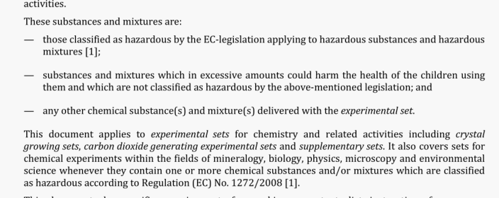 BS EN 71-4:2020 Safety of toys Part 4: Experimental sets for chemistry and related activities
