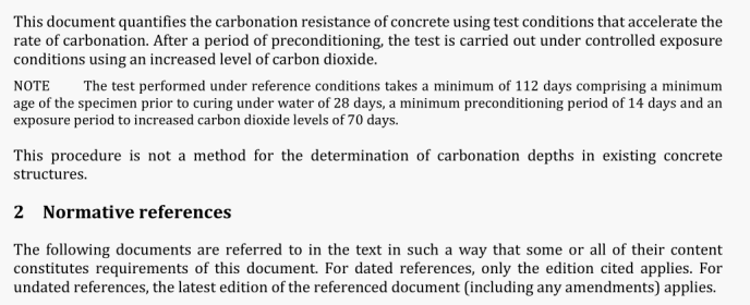 BS EN 12390-12:2020 Testing hardened concrete Part 12: Determination of the carbonation resistance of concrete - Accelerated carbonation method