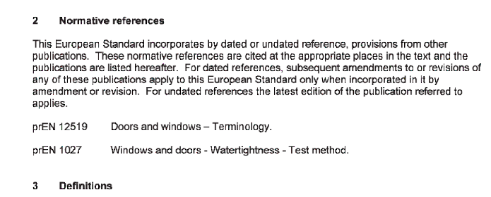 BS EN 12208:2000 - Windows and doors Ð Watertightness Ð Classification
