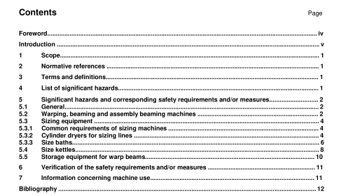 BS EN ISO 11111-5:2005 - Textile machinery — Safety requirements — Part 5: Preparatory machinery to weaving and knitting