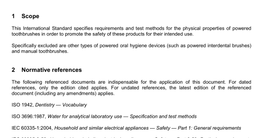 BS EN ISO 20127:2005 - Dentistry — Powered toothbrushes — General requirements and test methods