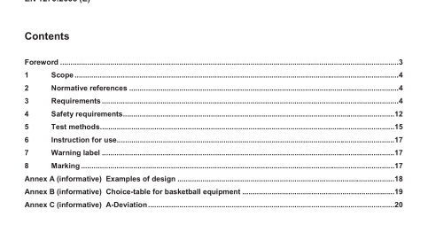 EN 1270:2005 - Playing field equipment - Basketball equipment - Functional and safety requirements, test methods