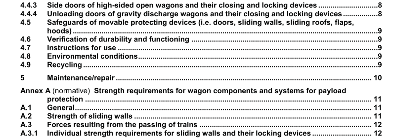 EN 15723:2010 - Railway applications - Closing and locking devices for payload protecting devices against environmental influences - Requirements for durability, operation, indication, maintenance, recycling